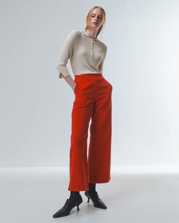 emin paul Red Relaxed-Leg Trousers