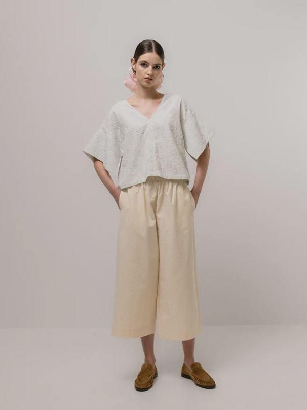 emin paul Sky Jacquard Boxy V-Neck Blouse