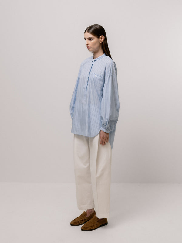 Emin Paul Striped Utility Cotton Blouse