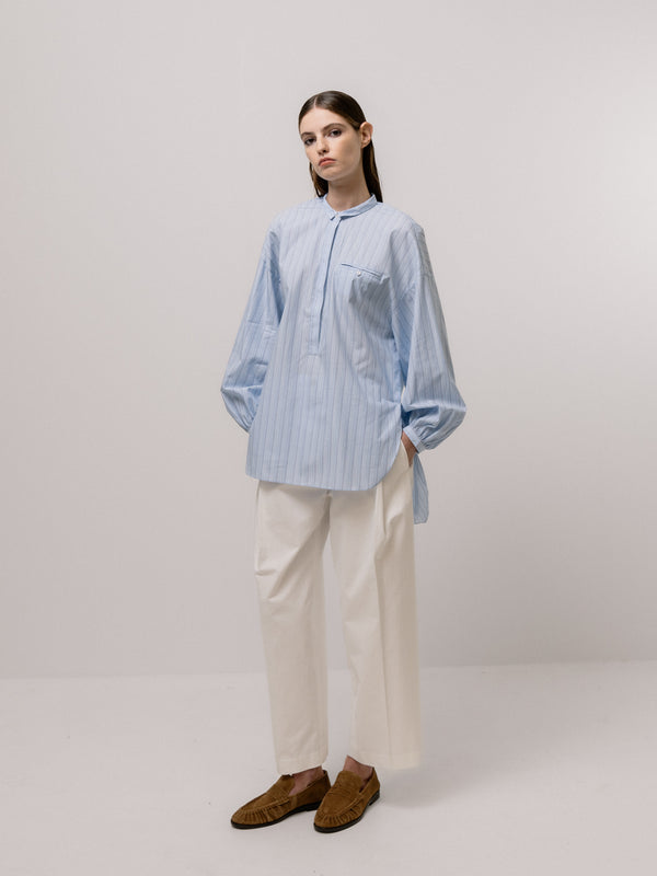 Emin Paul Striped Utility Cotton Blouse