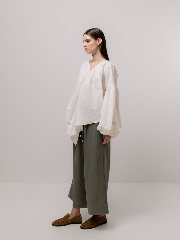 Emin Paul White Asymmetric Hem Blouse