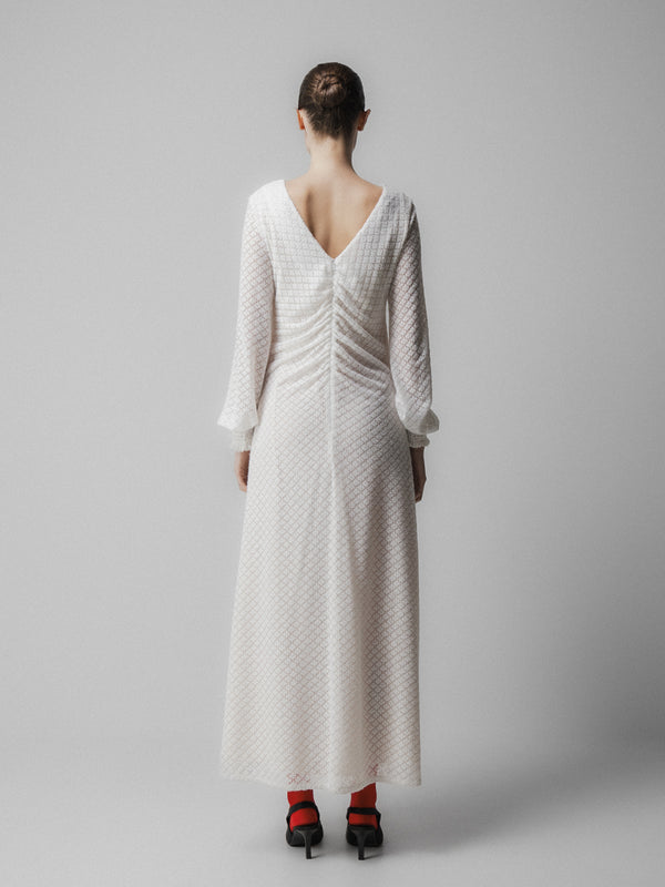 Emin Paul White Asymmetric Lace Dress
