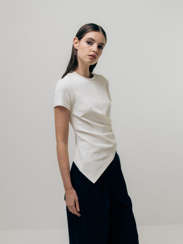 Emin Paul White Asymmetric Tee