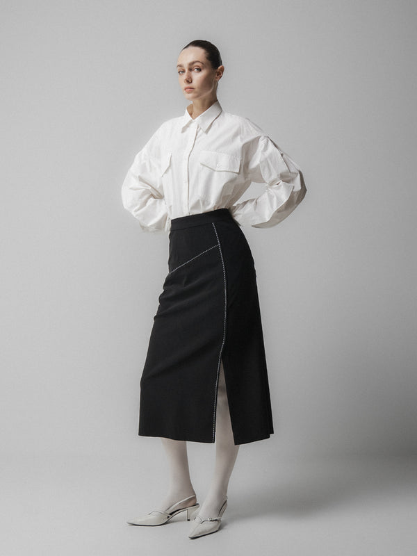 Emin Paul White Back Gathered Shirt