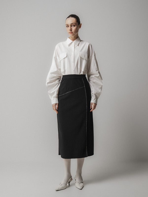 emin paul White Back Gathered Shirt