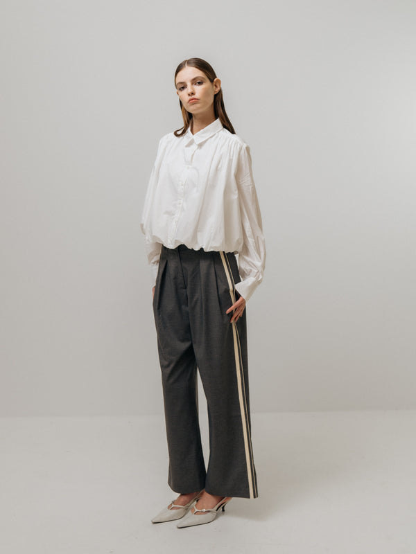 Emin Paul White Bubble Hem Long-Sleeve Shirt