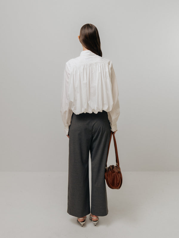 Emin Paul White Bubble Hem Long-Sleeve Shirt