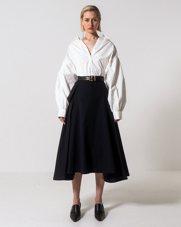 Emin Paul White Gather Cuff Long Sleeve Shirt