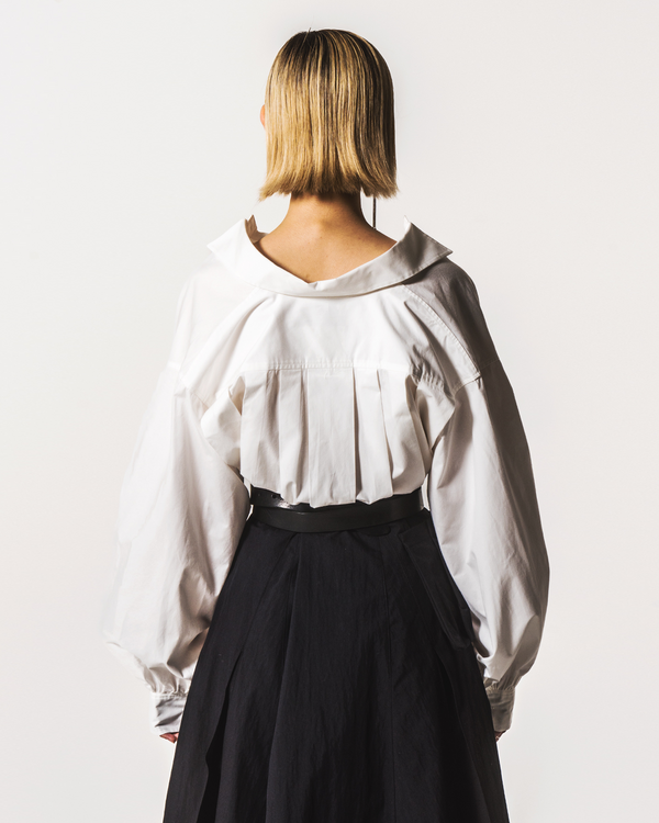 Emin Paul White Gather Cuff Long Sleeve Shirt