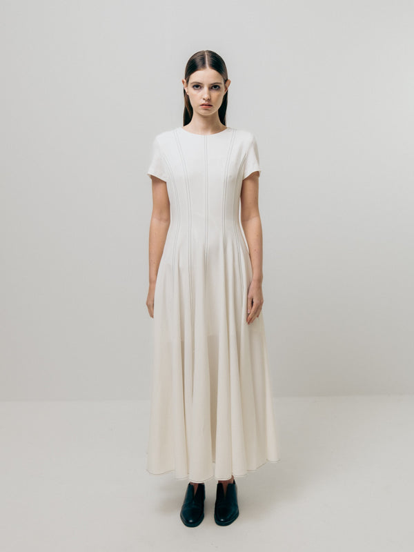 emin paul White Panel Contrast Stitch Dress