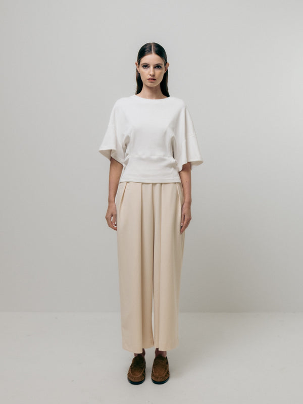 emin paul White Sculpted Waist T-shirt