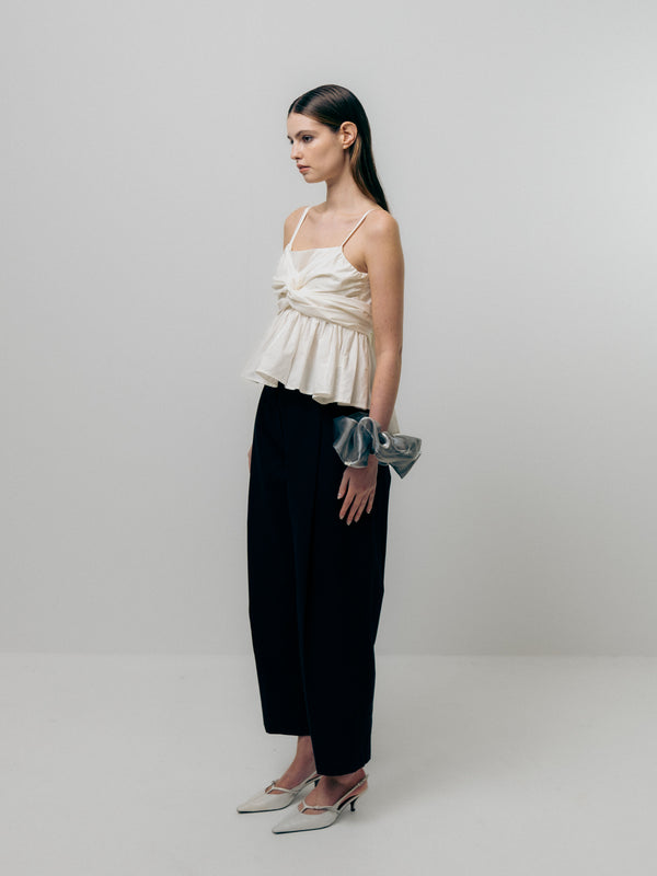 Emin Paul White Tie-Front Peplum Top