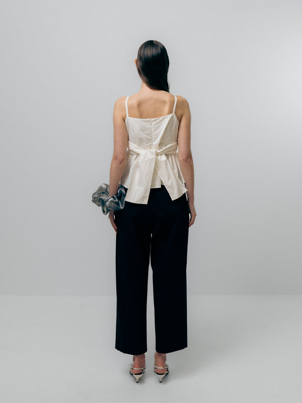 Emin Paul White Tie-Front Peplum Top