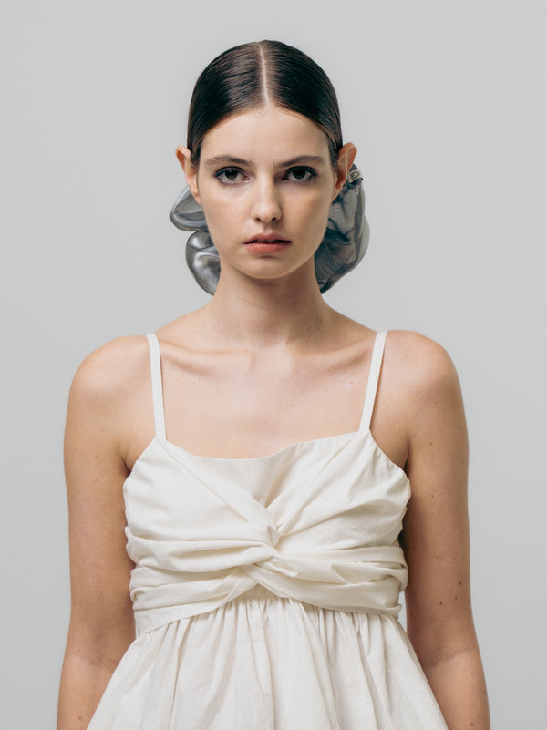 Emin Paul White Tie-Front Peplum Top