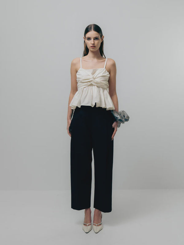emin paul White Tie-Front Peplum Top