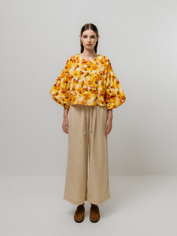 emin paul Yellow Puff Sleeve Blouse