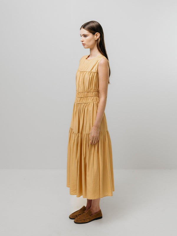 Emin Paul Yellow Triple Gathered Dress