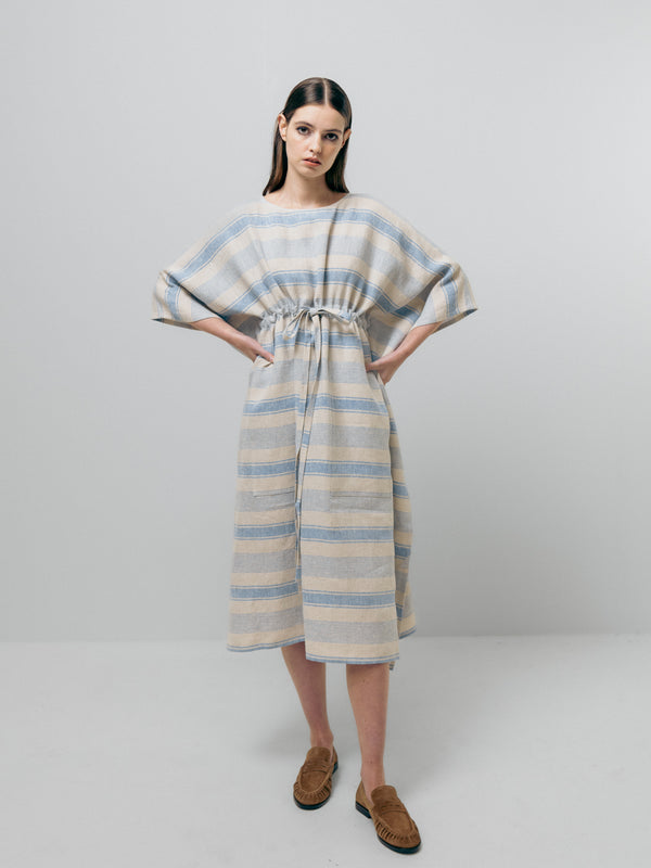 Emin Paul Striped Adjustable Drawstring Waist Kaftan