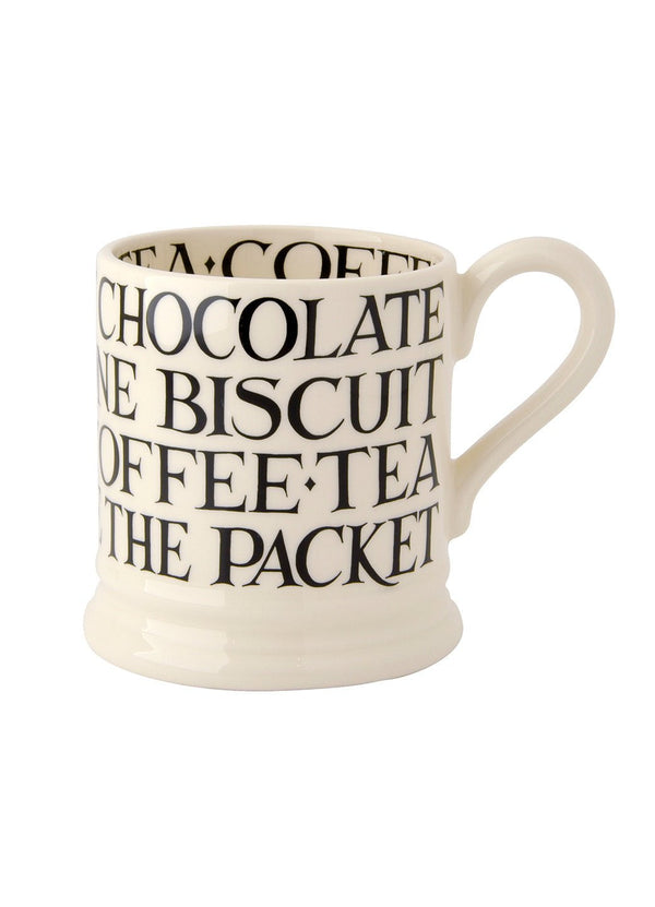 Emma Bridgewater Black Toast All Over Writing 1/2 Pint Mug