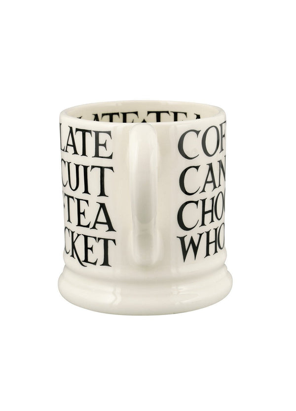 Emma Bridgewater Black Toast All Over Writing 1/2 Pint Mug