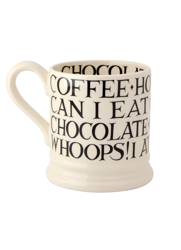 Emma Bridgewater Black Toast All Over Writing 1/2 Pint Mug