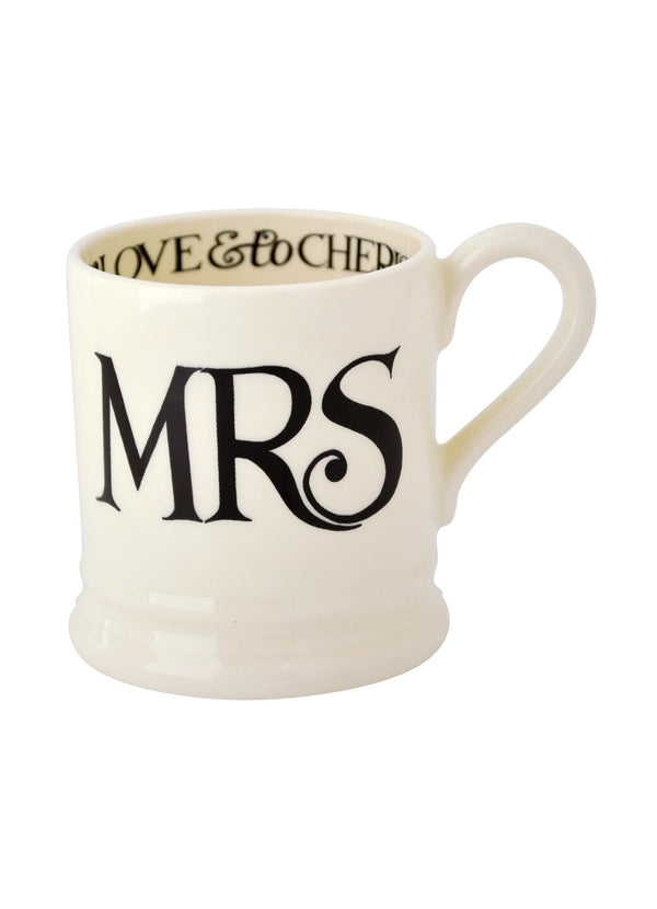 Emma Bridgewater Black Toast 'Mr & Mrs' Set Of 2 1/2 Pint Mugs Boxed