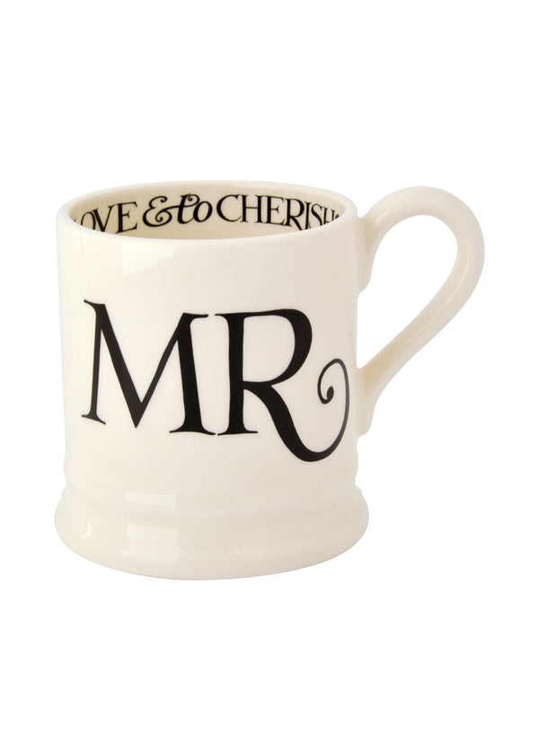 Emma Bridgewater Black Toast 'Mr & Mrs' Set Of 2 1/2 Pint Mugs Boxed