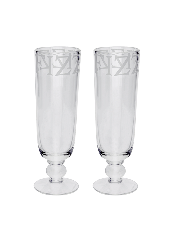 Emma Bridgewater Black Toast Set Of 2 Glass Flutes