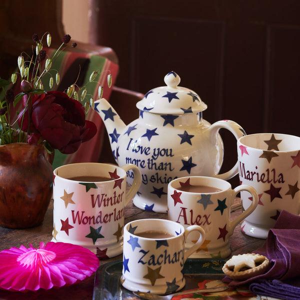Emma Bridgewater Seconds Blue Star 4 Mug Teapot