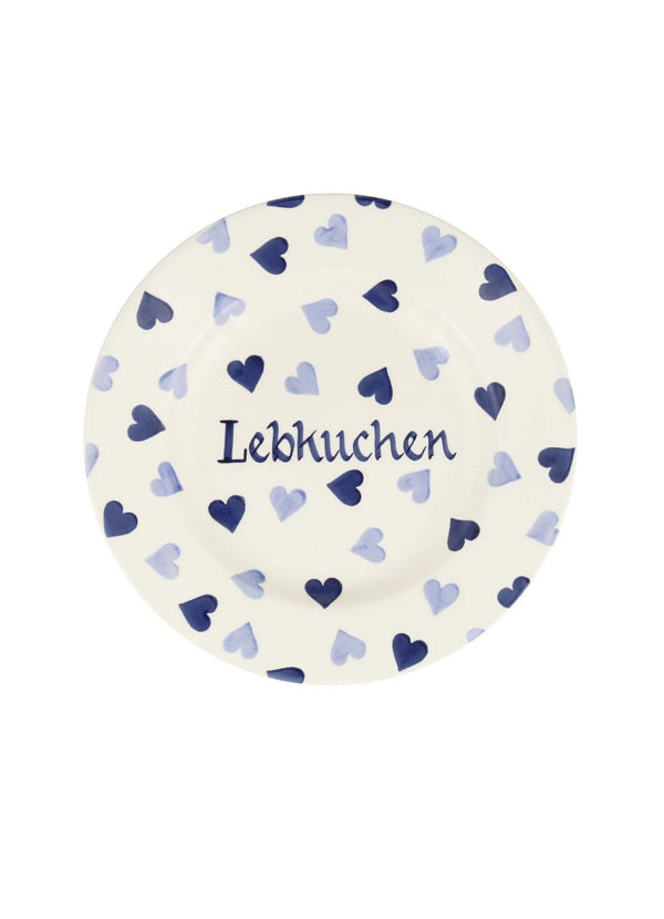 emma bridgewater Personalised Blue Hearts Medium Dinner Plate 8.5 Inch
