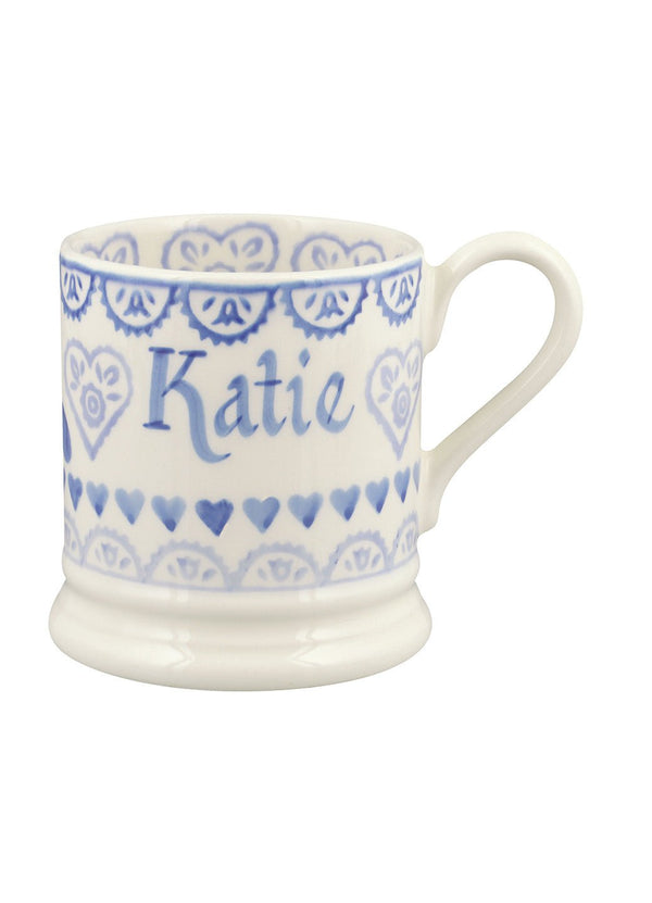 emma bridgewater Personalised Blue Sampler 1/2 Pint Mug