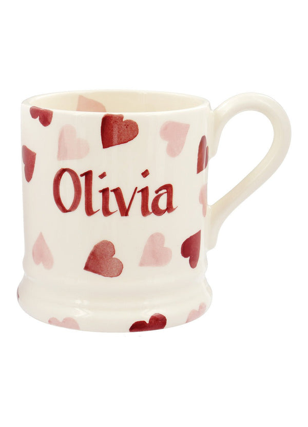 Emma Bridgewater Personalised Pink Hearts 1/2 Pint Mug