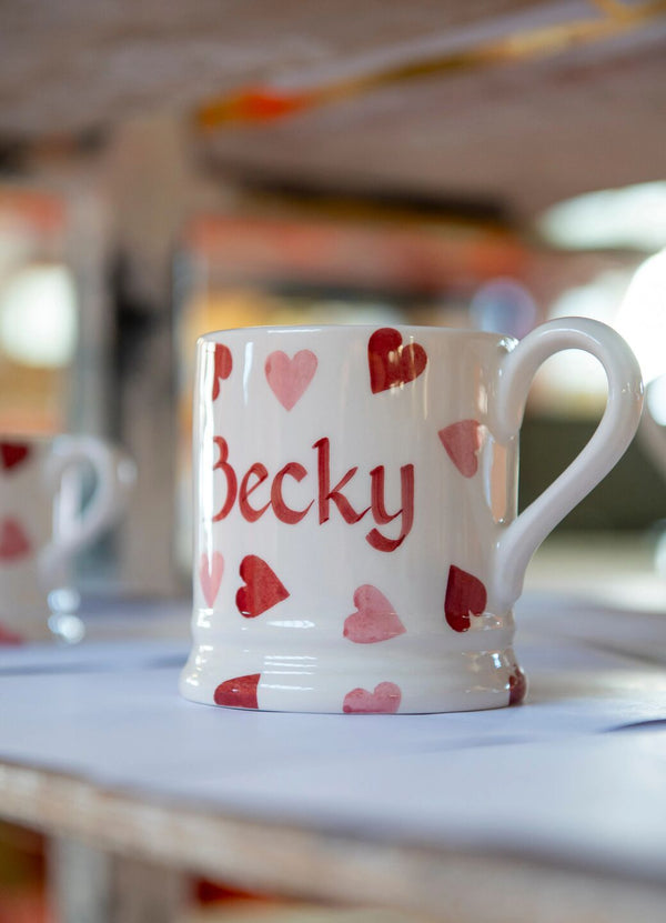 emma bridgewater Personalised Pink Hearts 1/2 Pint Mug
