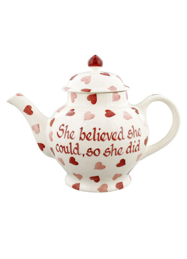 Emma Bridgewater Personalised Pink Hearts 4 Mug Teapot