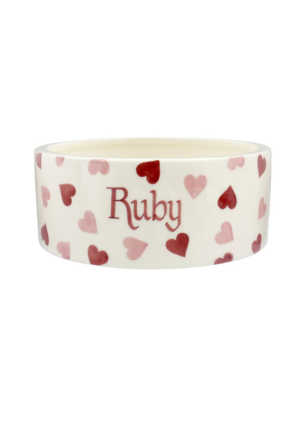 emma bridgewater Personalised Pink Hearts Large Pet Bowl