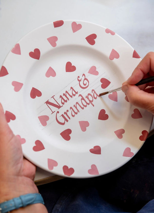 Emma Bridgewater Personalised Pink Hearts Medium Dinner Plate 8.5 Inch