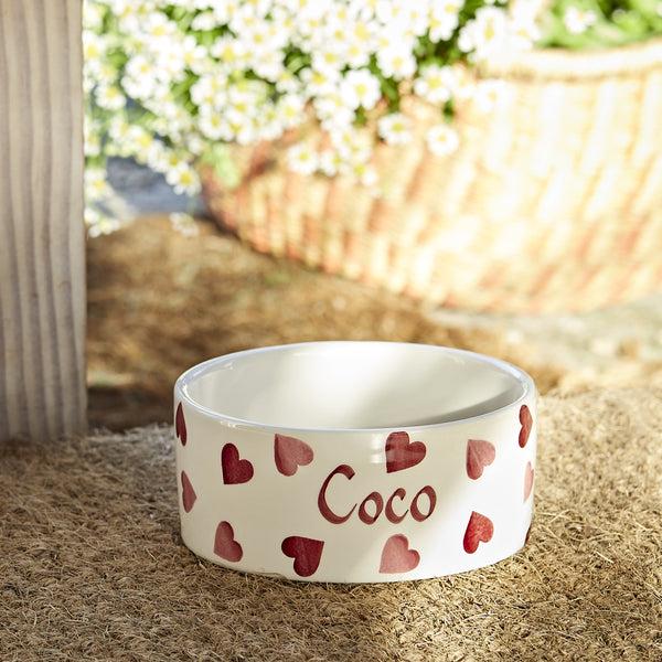 emma bridgewater Personalised Pink Hearts Small Pet Bowl