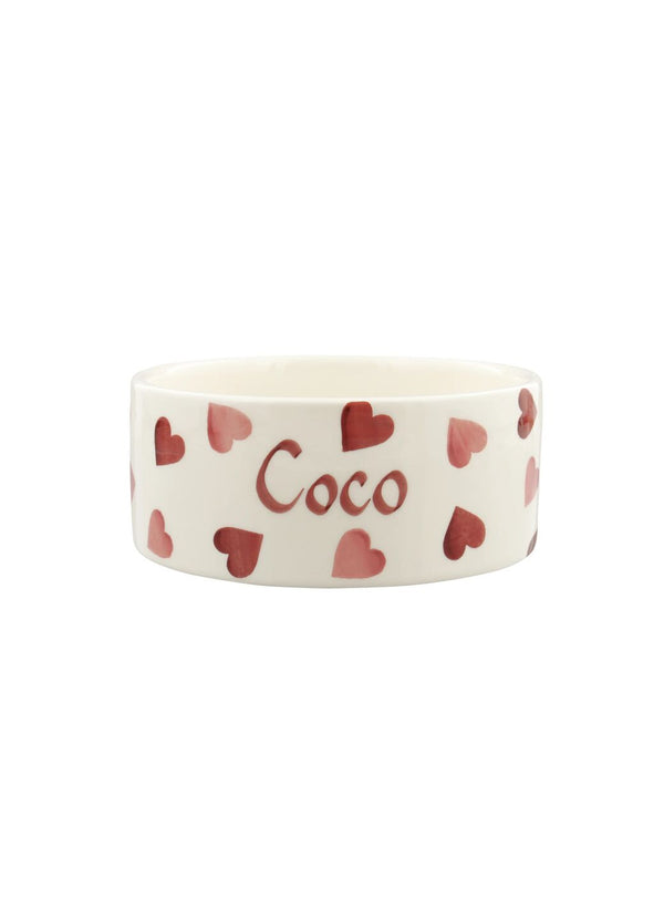Emma Bridgewater Personalised Pink Hearts Small Pet Bowl