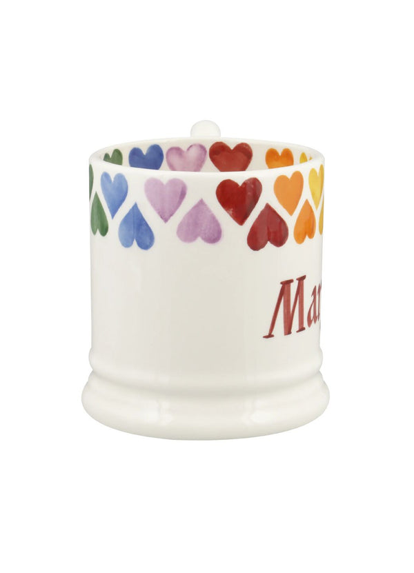 Emma Bridgewater Personalised Rainbow Hearts 1/2 Pint Mug