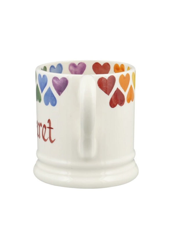 Emma Bridgewater Personalised Rainbow Hearts 1/2 Pint Mug