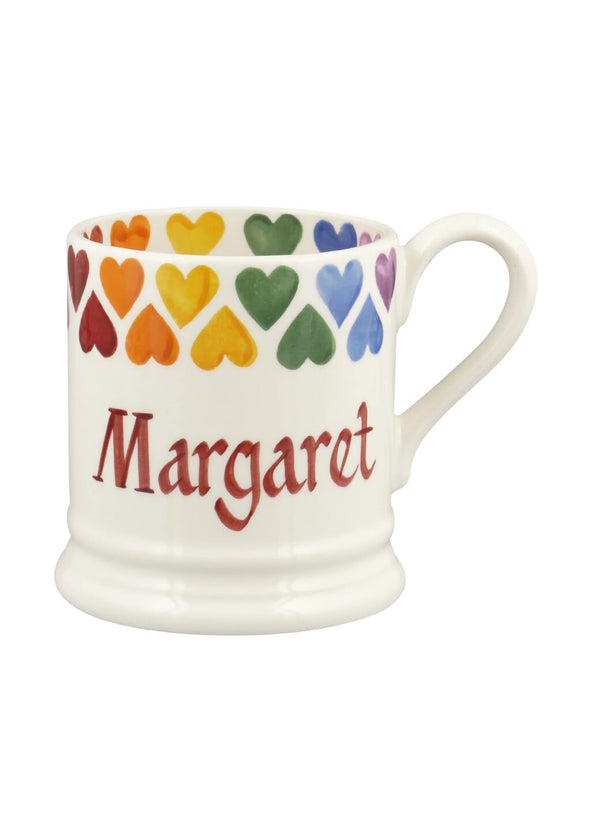 Emma Bridgewater Personalised Rainbow Hearts 1/2 Pint Mug