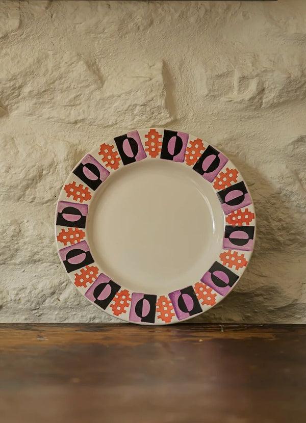 emma bridgewater Plum & Coral Blankets Medium Dinner Plate 8.5 Inch