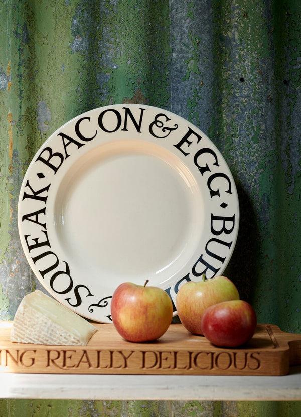 emma bridgewater Seconds Black Toast Bacon & Eggs Large Dinner Plate 10.5 Inch