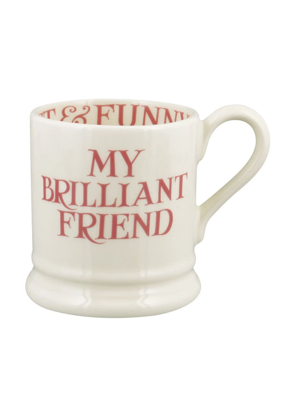 Emma Bridgewater Seconds Pink Toast My Brilliant Friend 1/2 Pint Mug