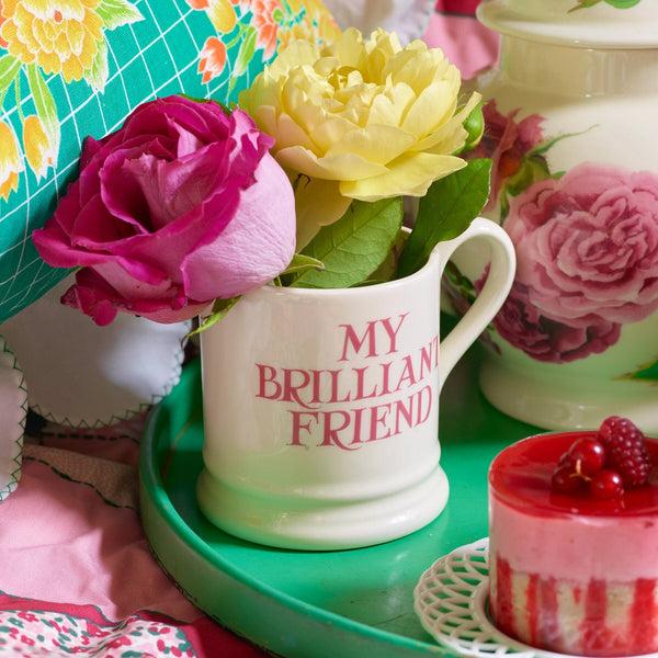 emma bridgewater Seconds Pink Toast My Brilliant Friend 1/2 Pint Mug