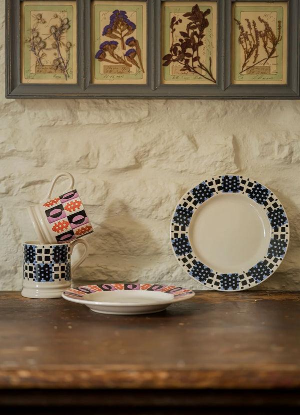 Emma Bridgewater Stormy Blue Blankets Medium Dinner Plate 8.5 Inch