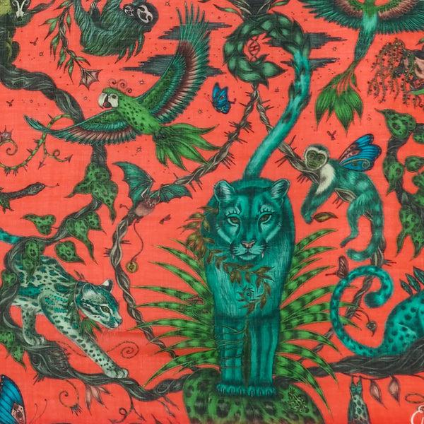 Emma J Shipley Bosque Dreams Fine Wool Scarf - Red Leopard