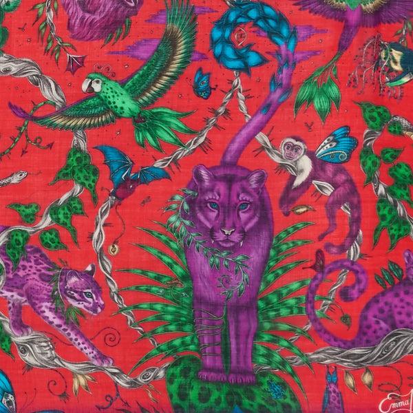 Emma J Shipley Bosque Dreams Fine Wool Scarf - Red Leopard