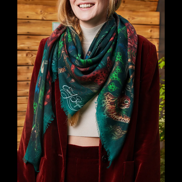 Emma J Shipley Bosque Dreams Fine Wool Scarf - Red Leopard