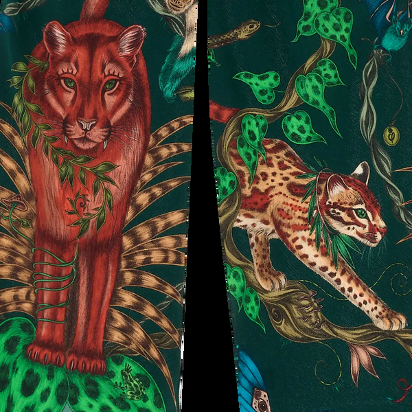 Emma J Shipley Bosque Dreams Silk Skinny Scarf - Red Leopard